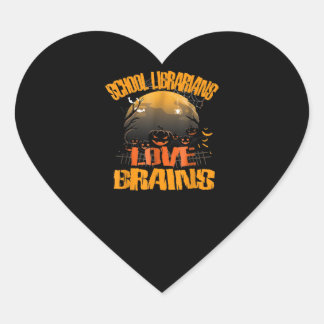 School Librarians Love Brains Funny Halloween Herz-Aufkleber