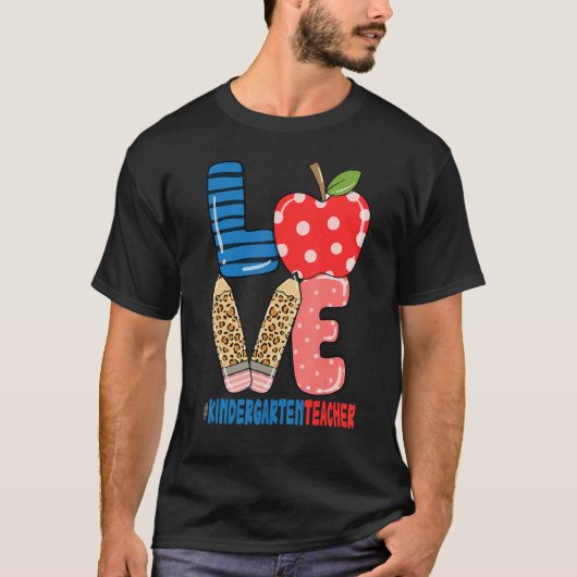 School Love Pencil Apple   Kindergarten Teacher T-Shirt (Vorderseite)
