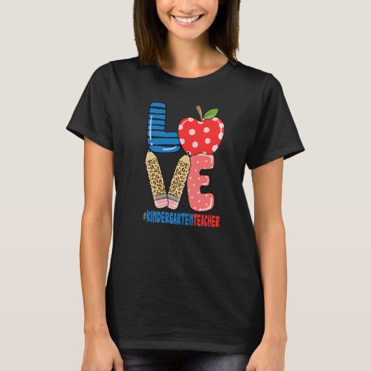 School Love Pencil Apple  Kindergarten Teacher T-Shirt (Vorderseite)