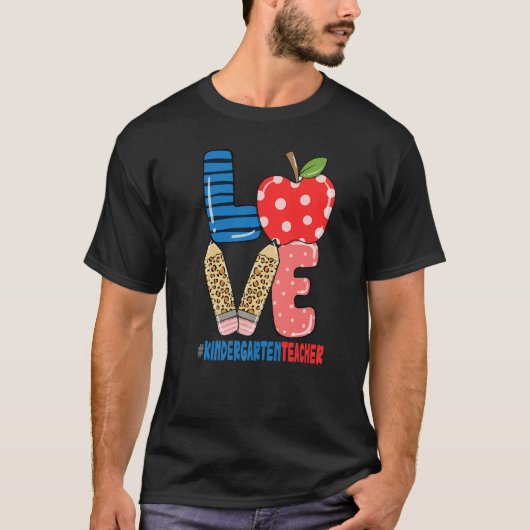 School Love Pencil Apple  Kindergarten Teacher T-Shirt (Vorderseite)