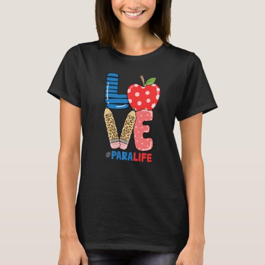 School Love Pencil Apple  Para Life T-Shirt (Vorderseite)