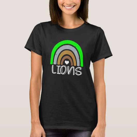School Mascot Boho Rainbow Löwen T-Shirt (Vorderseite)