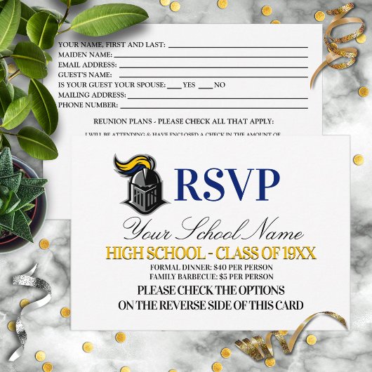 School Mascot Class Wiedersehen RSVP Karte
