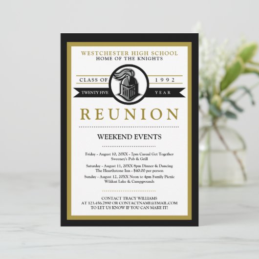 School Mascot High School Wiedersehen Einladungen (Stehend Vorderseite)