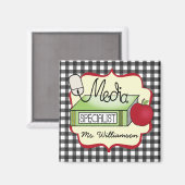 School Media Specialist - Gray Gingham Magnet (Vorderseite/Rückseite)
