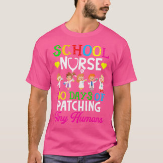 School Nurse 100 Days of School Funny Patching Tin T-Shirt