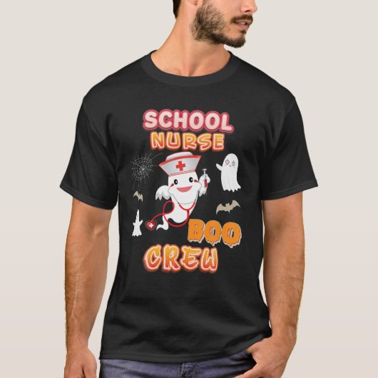 School Nurse Boo Crew Halloween Ghost Hexki Pumpki T-Shirt (Vorderseite)