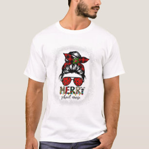 School Nurse Messy Bun Merry T-Shirt