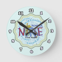 School Nurse Motto Runde Wanduhr