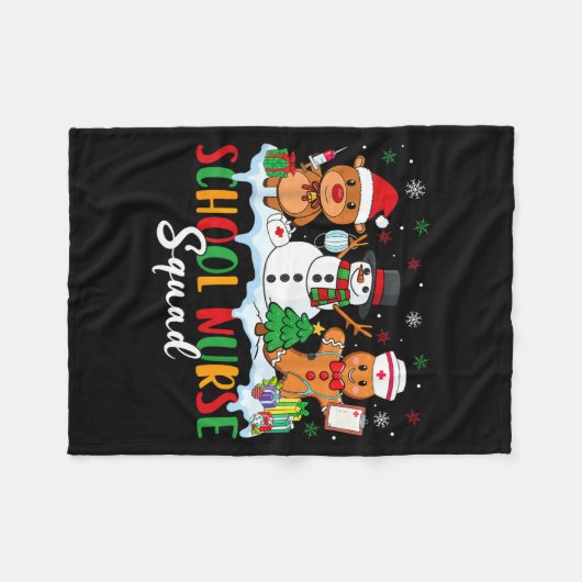 School Nurse Squad Reindeer Snowman Gingerbread Ch Fleecedecke (Vorderseite (Horizontal))
