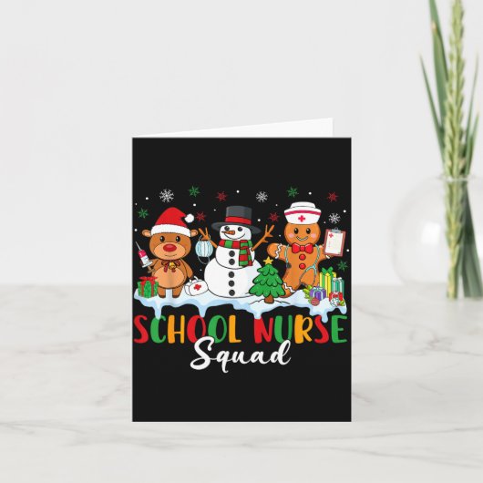 School Nurse Squad Reindeer Snowman Gingerbread Ch Karte (Vorderseite)