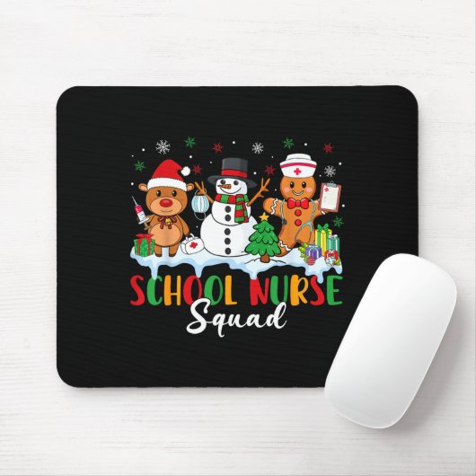 School Nurse Squad Reindeer Snowman Gingerbread Ch Mousepad (Mit Mouse)