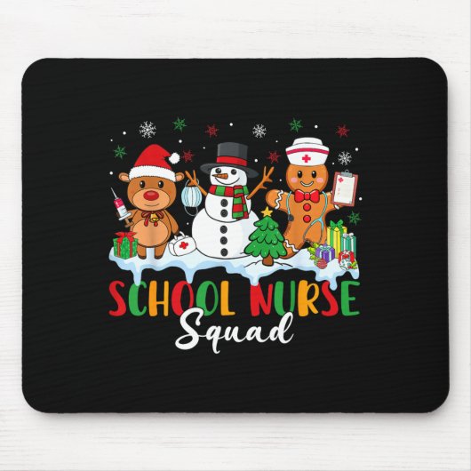 School Nurse Squad Reindeer Snowman Gingerbread Ch Mousepad (Vorne)