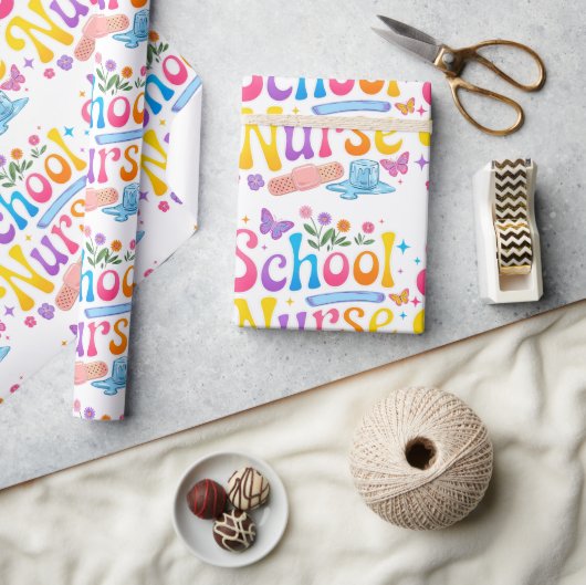 School Nurse Wrapping Paper Geschenkpapier (Kunsthandwerk)