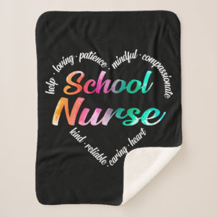 School Nurve Herz Word Cloud Watercolor Regenbogen Sherpadecke