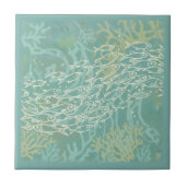 School of Fish in Coral Teal ID1198 Fliese (Vorderseite)