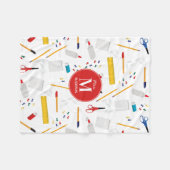 School Office & Crafts Supplies Pattern Monogram Fleecedecke (Vorderseite (Horizontal))