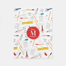 School Office & Crafts Supplies Pattern Monogram