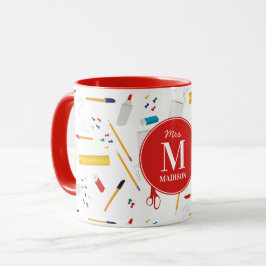 School Office & Crafts Supplies Pattern Monogram Tasse
