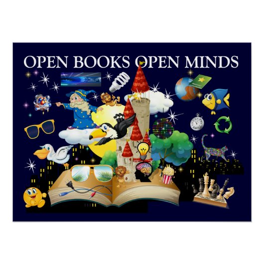School Open Books Glossy Poster (Vorderseite)