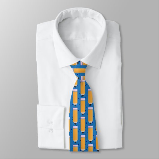 School Pencil Pattern Blue Neck Krawatte (Gebunden)