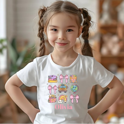 School Pink Bows School liefert Personalisierten N T-Shirt