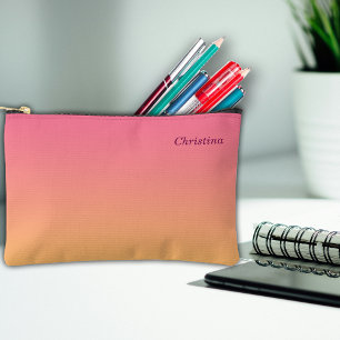 School Pink Ombre Individuelle Name Zubehörtasche