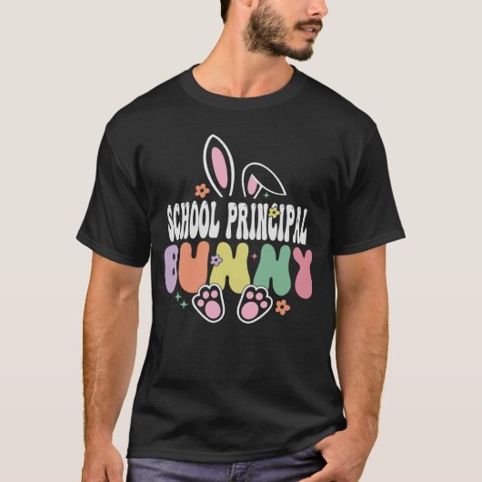 School Principal Bunny Easter Day Groovy Family Ma T-Shirt (Vorderseite)