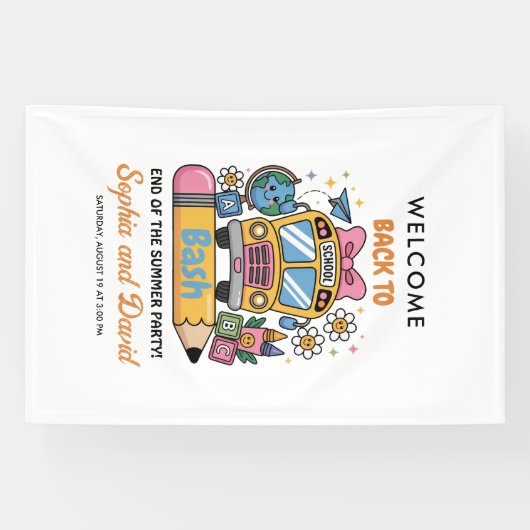 School’s Back Bash! Editable End of Summer Party  Banner (Horizontal)