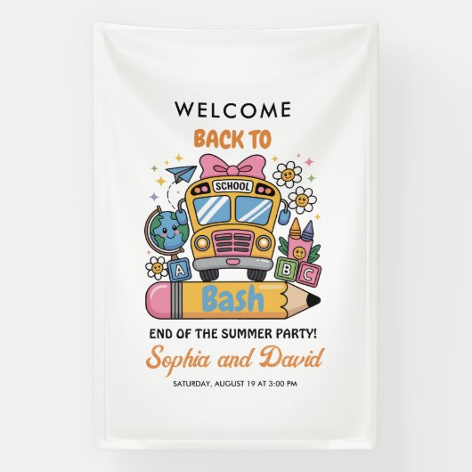 School’s Back Bash! Editable End of Summer Party Banner (Vertikal)