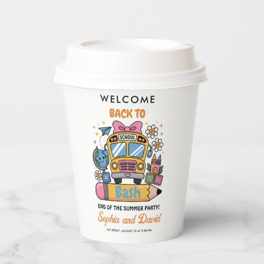 School’s Back Bash! Editable End of Summer Party  Pappbecher (Vorderseite)