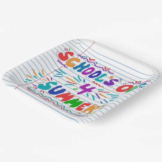 School’s Out Loose Leaf Paper Invitation Pappteller (Gewinkelt)