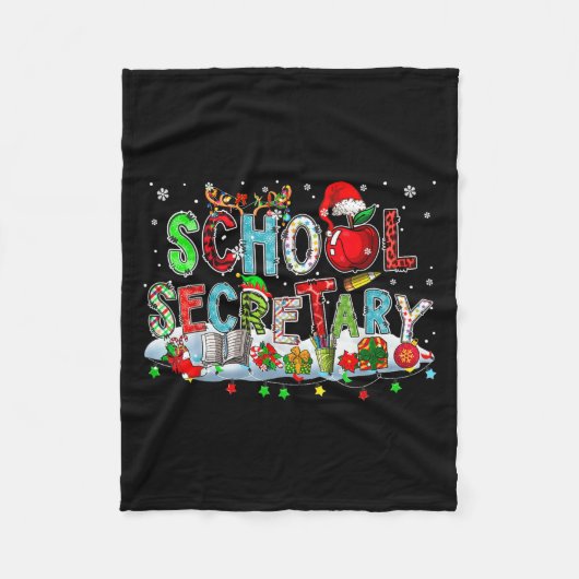 School Secretary Xmas Leopard Plaid Santa Reindeer Fleecedecke (Vorderseite)