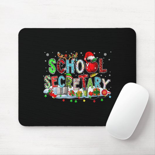 School Secretary Xmas Leopard Plaid Santa Reindeer Mousepad (Mit Mouse)