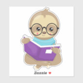 School Sloth, Niedlich Sloth, Baby Sloth, Brille Aufkleber (Blatt)