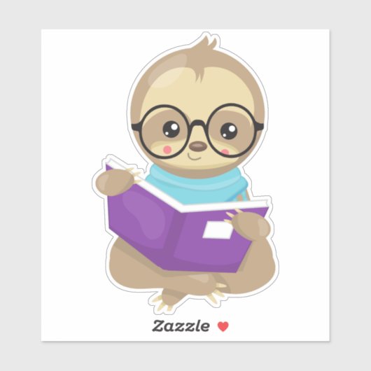School Sloth, Niedlich Sloth, Baby Sloth, Brille Aufkleber (Blatt)