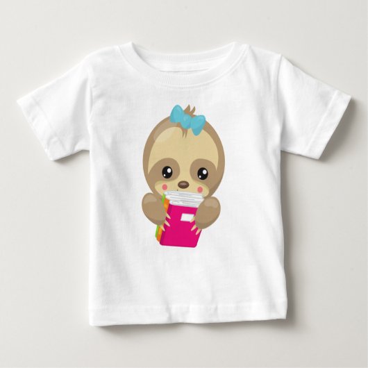 School Sloth, Niedlich Sloth, Baby Sloth, School B Baby T-shirt (Vorderseite)