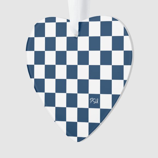 School Spirit Checkerboard INITIALS Blue Team Fun Ornament (Vorderseite)