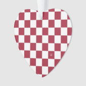 School Spirit Checkerboard INITIALS Red White Team Ornament (Vorderseite)