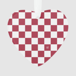 School Spirit Checkerboard INITIALS Red White Team Ornament