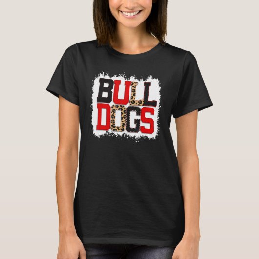 School Spirit Mascot Bulldogs Leopard Print Teache T-Shirt (Vorderseite)