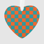 School Sports Checkboard INITIALS Orange Blue Ornament (Rückseite)