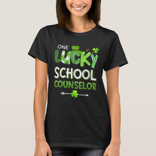 School St Patricks Day  Messy Bun One Lucky Counse T-Shirt (Vorderseite)