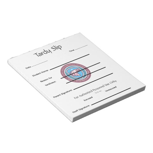 School Tardy Slip Notizblock (angewinkelt)