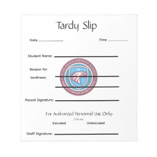 School Tardy Slip Notizblock