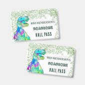 School Teacher Hall Pass Dinosaur Roarsome Ausweis (Vorder- & Rückseite)