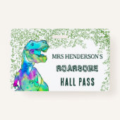 School Teacher Hall Pass Dinosaur Roarsome Ausweis (Rückseite)