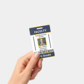 School Teacher ID Badge Template With Barcode Blue Ausweis (Handheld)