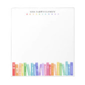 School Teacher Rainbow Color Books Custom  Notizblock (Vorderseite)
