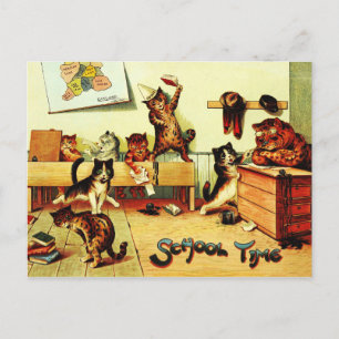 School Time Cats Louis Wain Postkarte